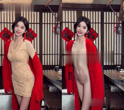 【AI脱衣】抖音网红：巴旦木公主-颜值身材并存大长腿美女!