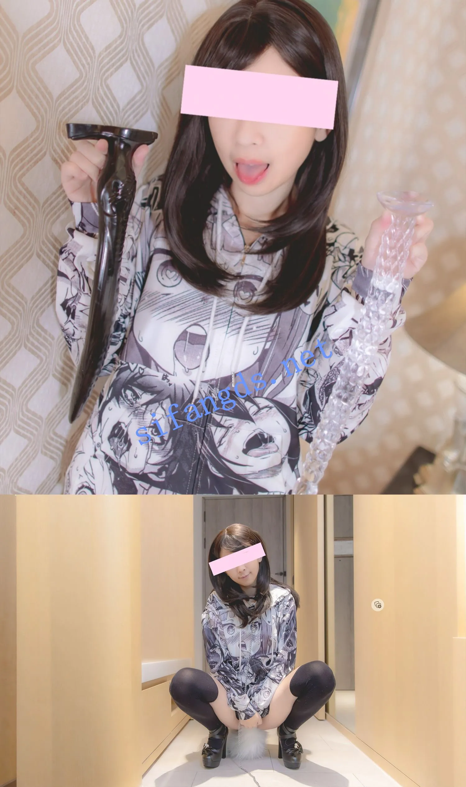 ❤️人气母狗优咪Yumi调教，漫画长衣超短裙，龙鳞插入伺候