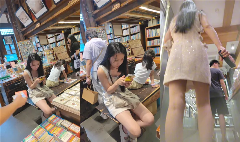 【CSCD】白色连衣裙小姐姐和男朋友逛街❤️白色内内